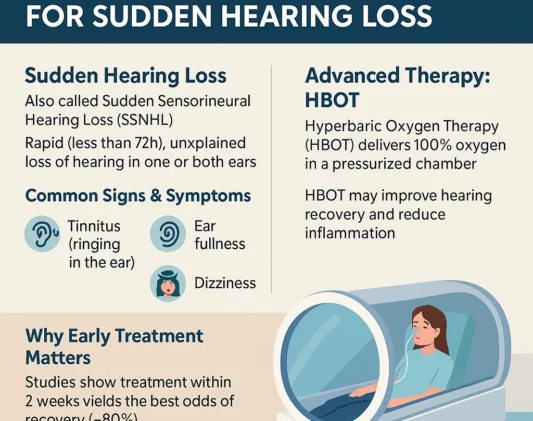 kimi_hbot_ssnhl_infographic_1 👂✨ When your hearing fades suddenly, every second counts!
Sudden Hearing Loss (SSNHL) is a medical emergency — and Hyperbaric Oxygen Therapy (HBOT) can make the difference.
At KiMi Health Hub & Allergy & HBOT Centre, Jaipur, we provide world-class Mono-place HBOT chambers where patients breathe 100% oxygen under controlled pressure. This speeds up healing of the inner ear, supports nerve recovery, and improves outcomes when started early.
💡 Early treatment = Better hearing recovery.
🏥 Trusted care by Dr. Shivangi Jain (HBOT Specialist) & Dr. Ajay Jain (ENT Specialist).
📍 Recognised as the Best HBOT Centre in Jaipur & Rajasthan for ENT & hearing care.